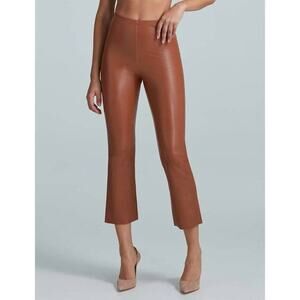 Commando High Rise Cropped Flared Leggings Faux Leather Pants Cocoa Brown Small